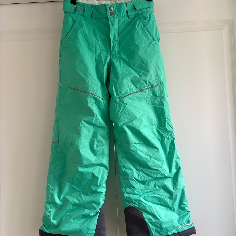 Columbia Winter Snow Ski Pants in Sea Foam Green Adjustable Waist & Length EUC